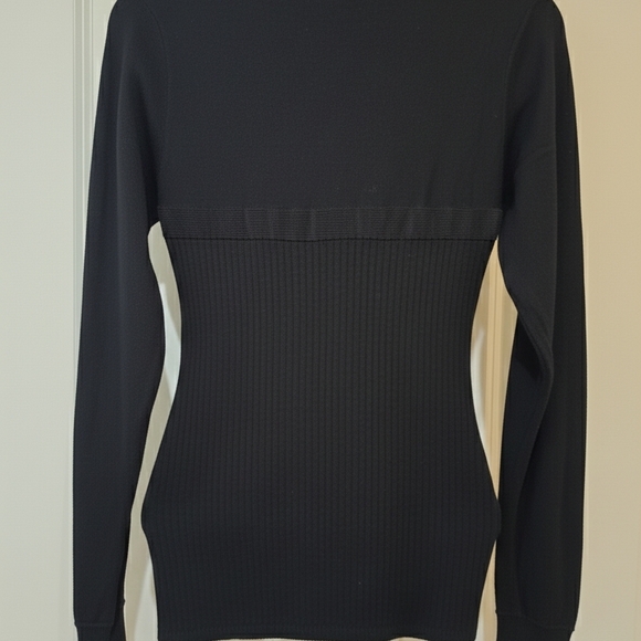 Armani Exchange A|X Women's Black Ribbed Quarter-Zip Pullover Sweater - Picture 3 of 5